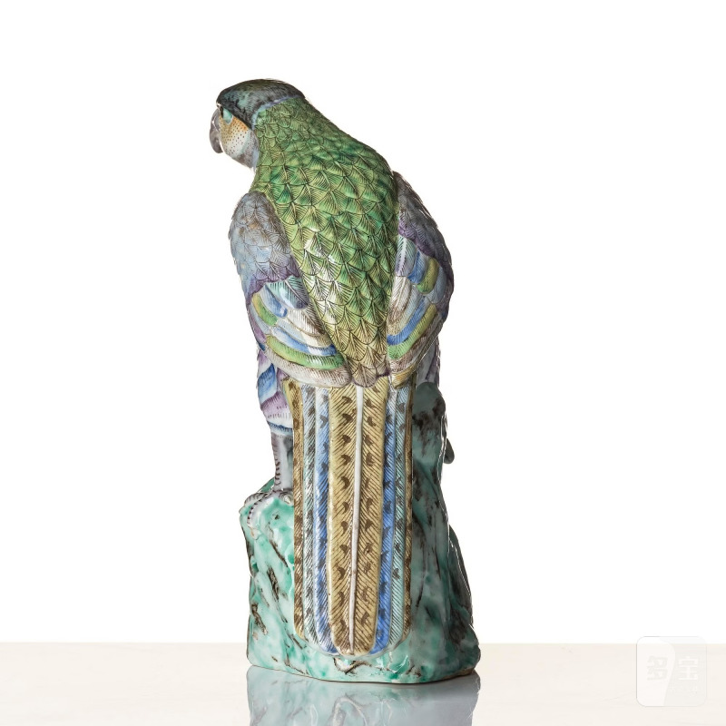 A rare famille rose figure of a hawk with its pray, - 图6